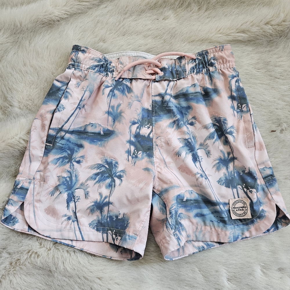 abercrombie kids Pink and Blue Palm-Print Girls Shorts